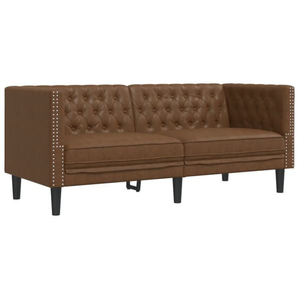 Soffgrupp chesterfield 3 delar brun konstmocka