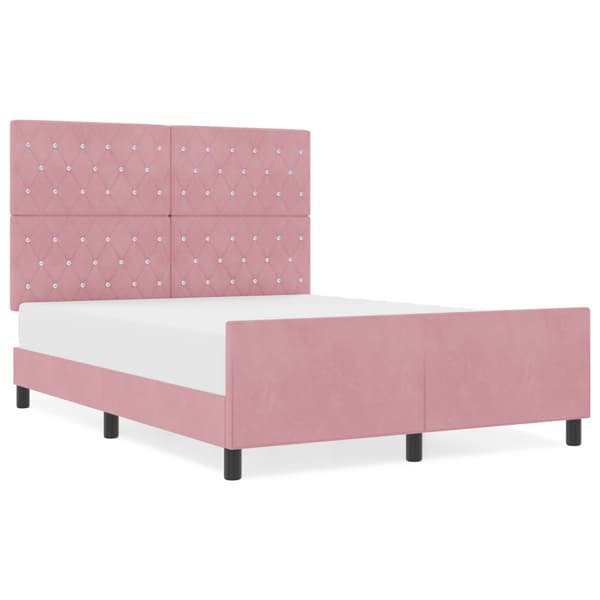 Bäddfjäder med huvudgavel Rosa 140 x 190 cm Sammet