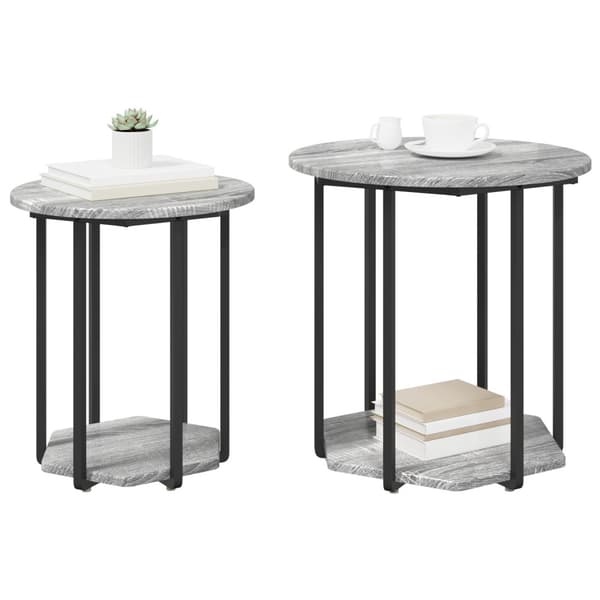 Sidobordsset med hylla 2 pcs Grå