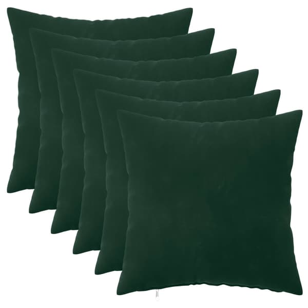 Kuddöverdrag 6 st HEERLEN Mörkgrön 30 x 30 cm Sammet