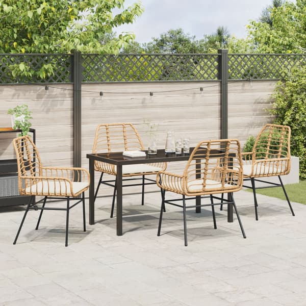 Trädgårdsmöbelset 5 pcs Brun konstrotting
