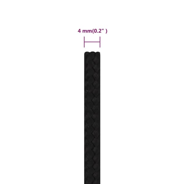Rep svart 4 mm 500 m polyester