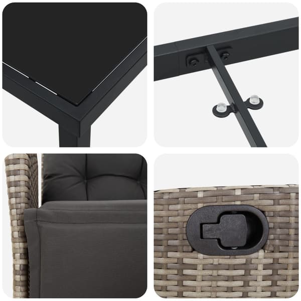 Trädgårdsmöbelset med kudde 3 pcs Grå konstrotting
