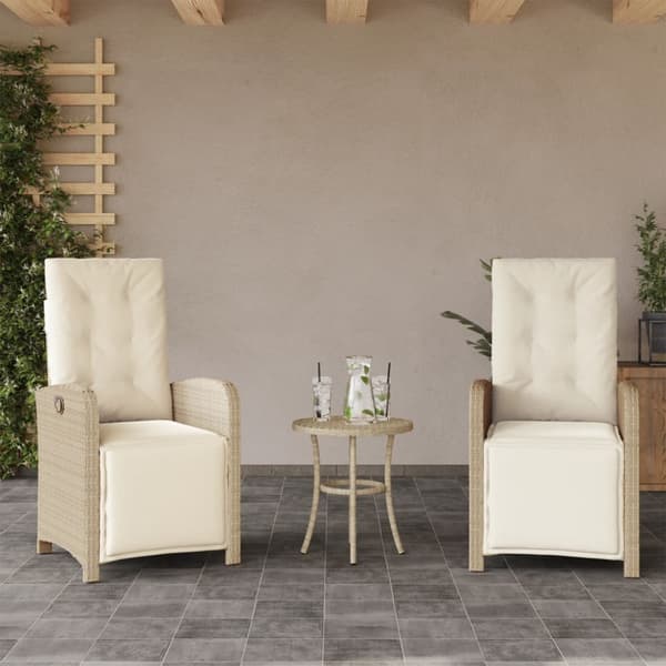Bistrogrupp med dynor 3 delar beige konstrotting