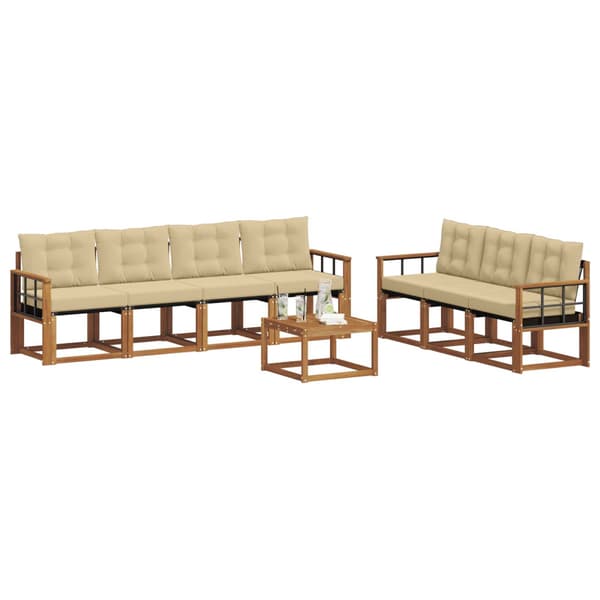 Utomhussoffset med kudde 8 pcs Naturlig och Beige