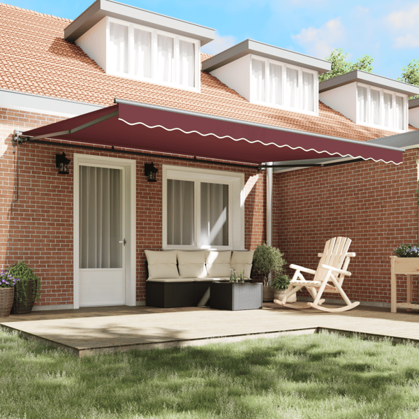 Markisram Vinröd 450 × 300 cm Polyester med PU-beläggning