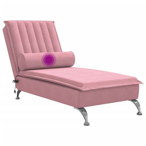 Massageschäslong med bolster rosa sammet