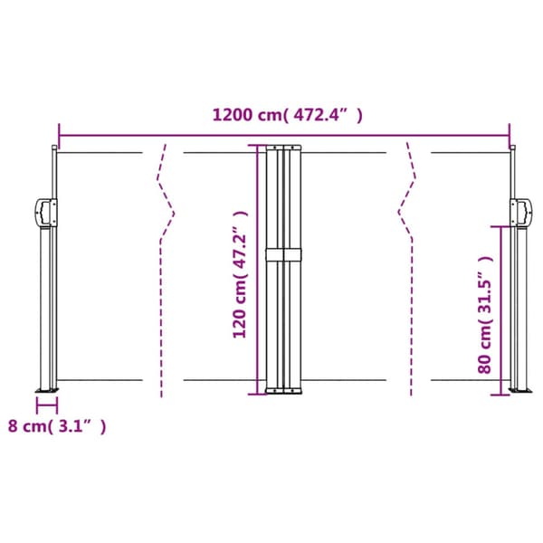 Infällbar sidomarkis antracit 120x1200 cm