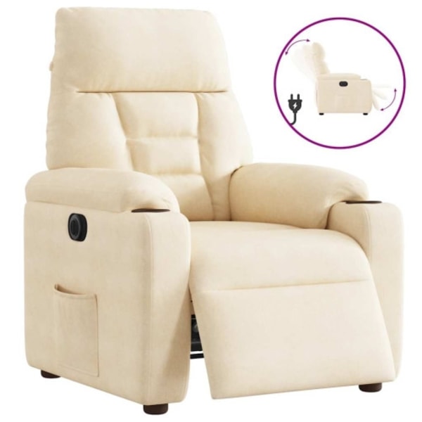 Elektrisk reclinerfåtölj beige mikrofibertyg
