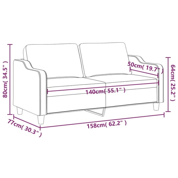 2-sitssoffa ljusgrå 140 cm tyg