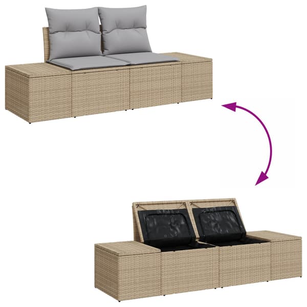 Trädgårdsoffset 8 st Beige Poly rattan