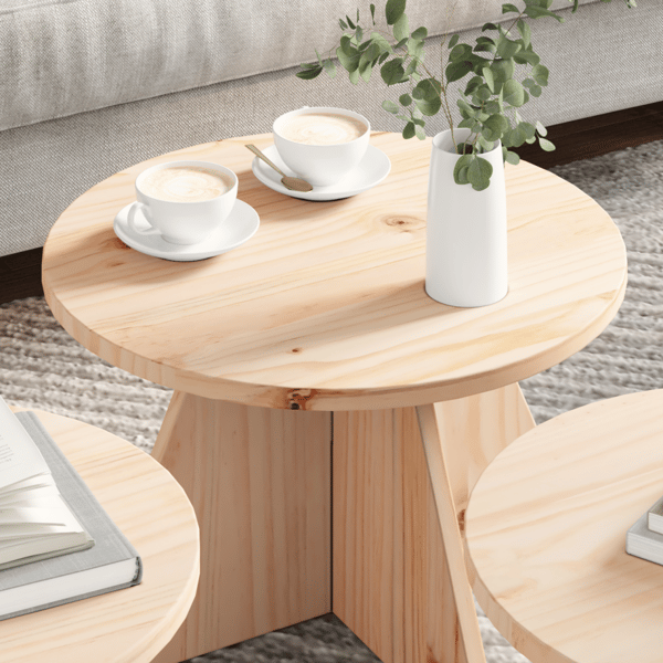 Kaffeebord 3 pcs Naturfärg