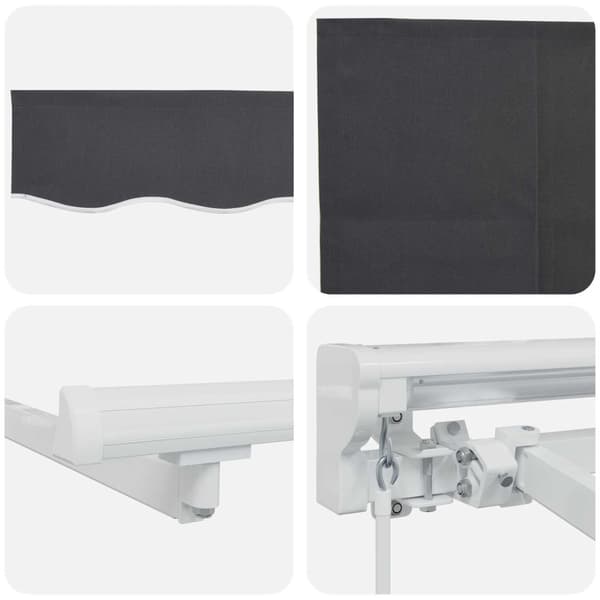 Manuell markisram med LED-lampor Vit och antracit 4 x 2 m