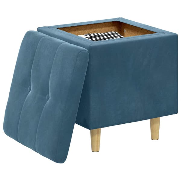 Ottoman med förvaring Blå 40 x 40 x 45 cm Sammet