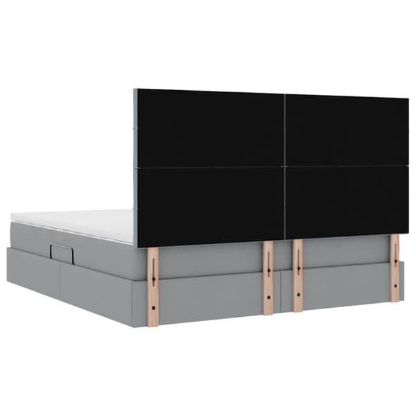 Förvaringssäng med LED med led Ljusgrå 160 x 200 cm Polyester