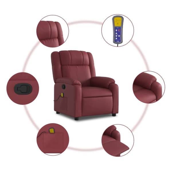 Massagefåtölj vinröd konstläder
