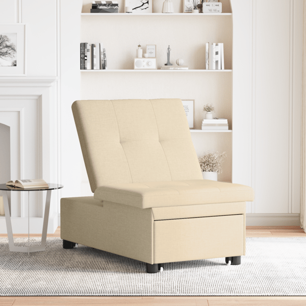 Pull Out Sofa Bed Kräm 194 x 50 x 82 cm tyg