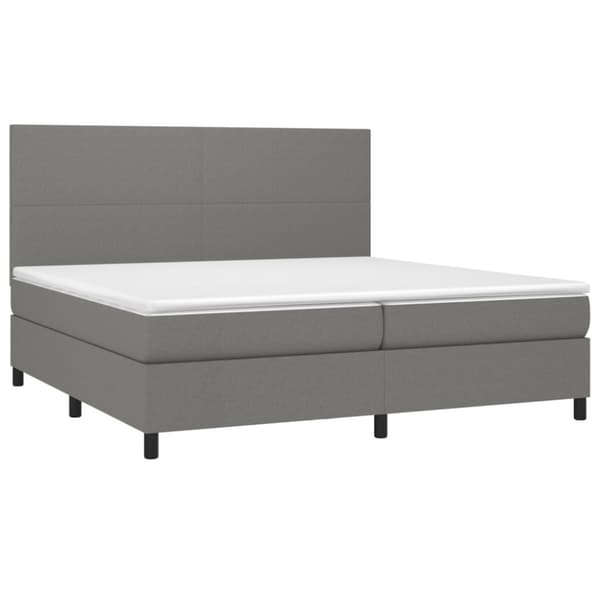Ramsäng med madrass mörkgrå 200x200 cm tyg