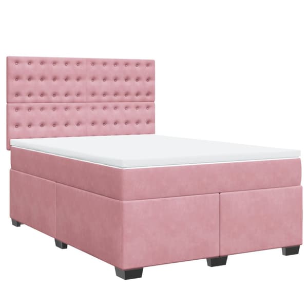 Ramsäng med madrass rosa 140x190 cm sammet