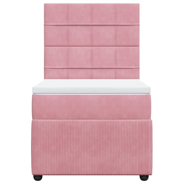 Ramsäng med madrass rosa 90x190 cm sammet