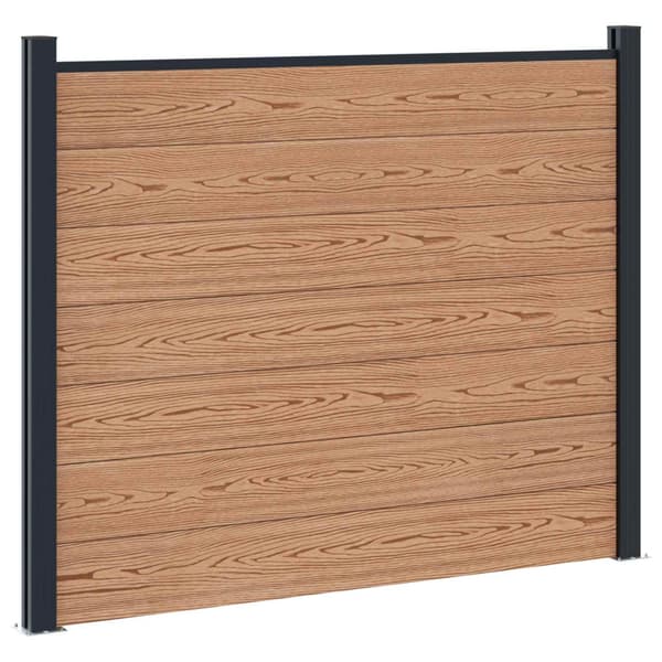 Stängselpanel 3 pcs WPC och aluminium Brun