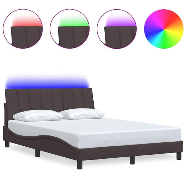 Bed Frame without Mattress "Hanko" Dark Brown 120x200cm Fabric