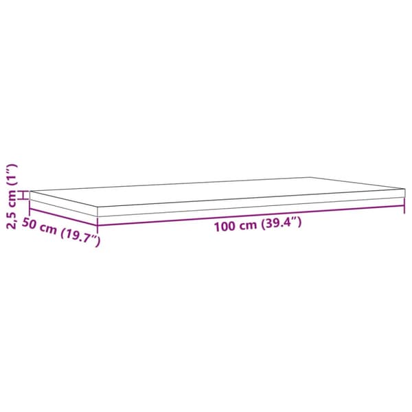 Bordsskiva 100x50x2,5 cm rektangulär massiv furu