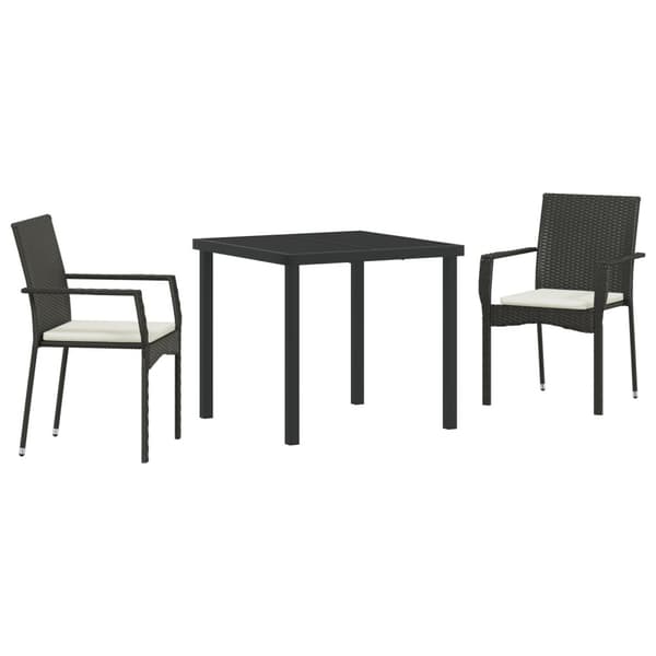 Trädgårdsmöbelset med kudde 3 pcs Svart konstrotting