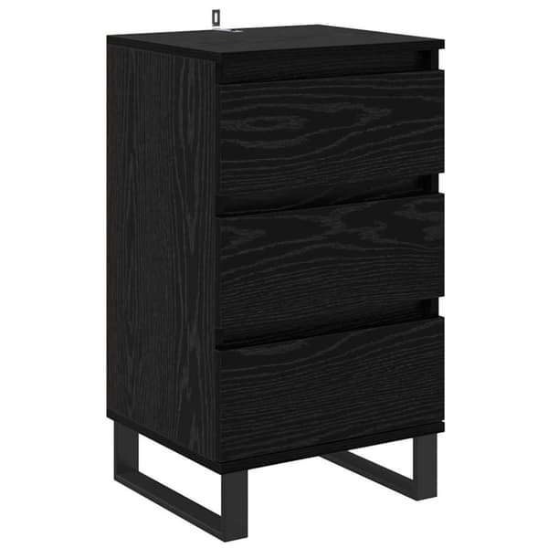 Sideboard med låda Svart ek Konstruerat trä