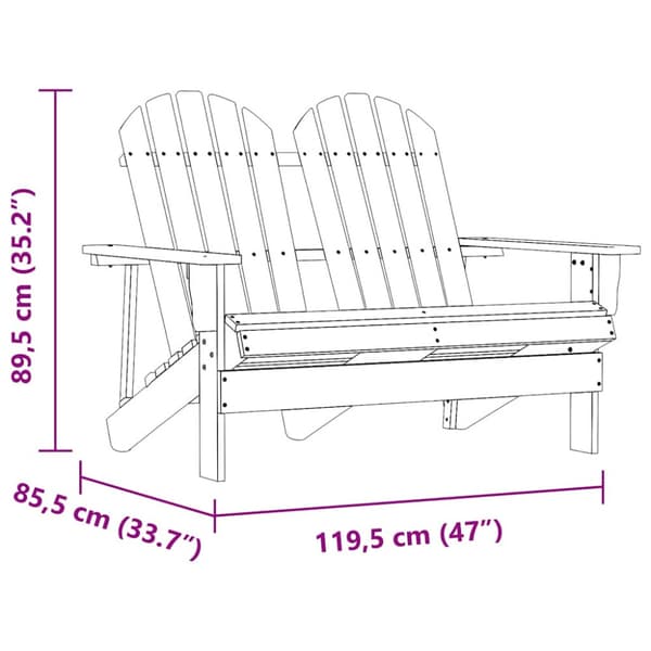 Adirondackstol 2-sits massivt granträ vit