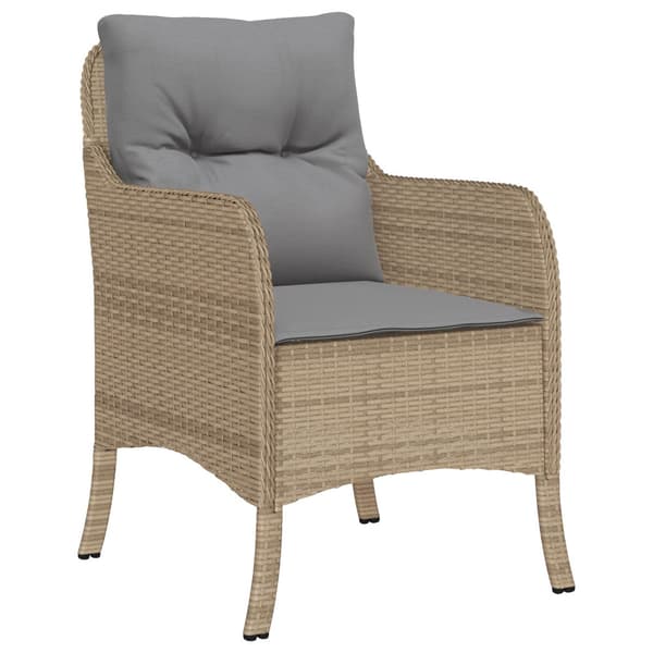 Trädgårdsmöbelset med kudde 9 pcs Beige konstrotting