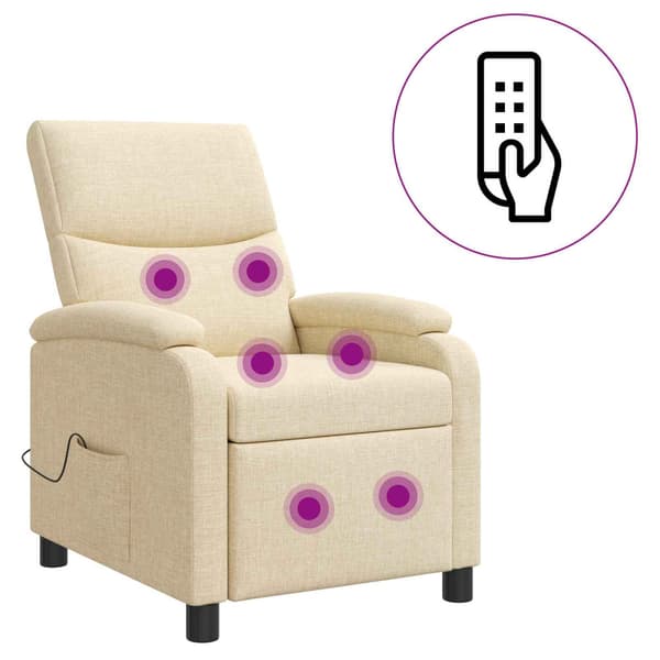 Massagefåtölj Gräddvit Tyg
