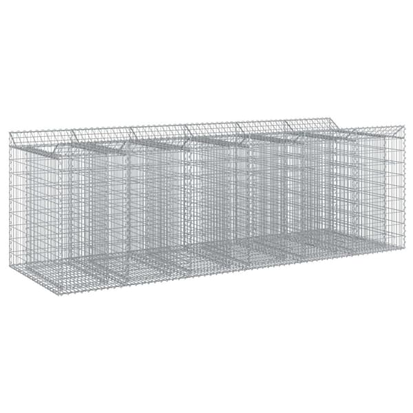 Gabion upphöjd säng 3 pcs Silver