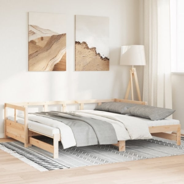 Utdragbar dagbädd med madrasser 80x200 cm massiv furu