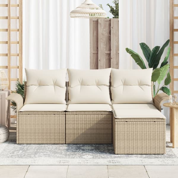 Soffset 4 st 4-Antal sittplatser Beige konstrotting