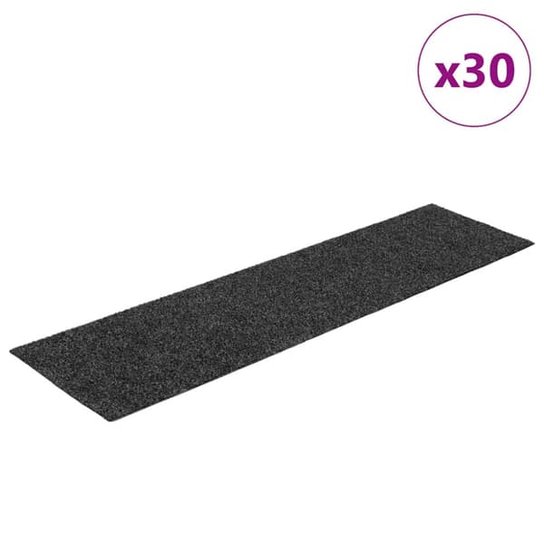Trappmattor självhäftande 30 st 76x20 cm antracit rektangulära