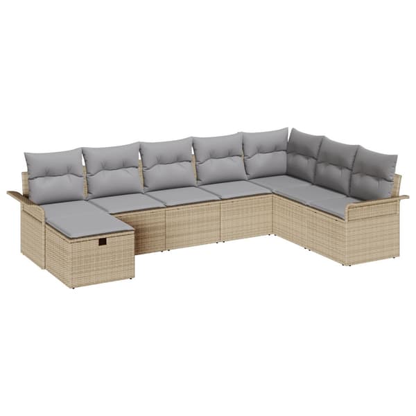 Trädgårdsoffset 8 st Beige och Ljusgrå konstrotting