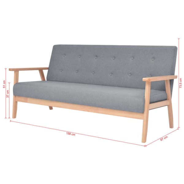Soffgrupp 2 delar tyg ljusgrå