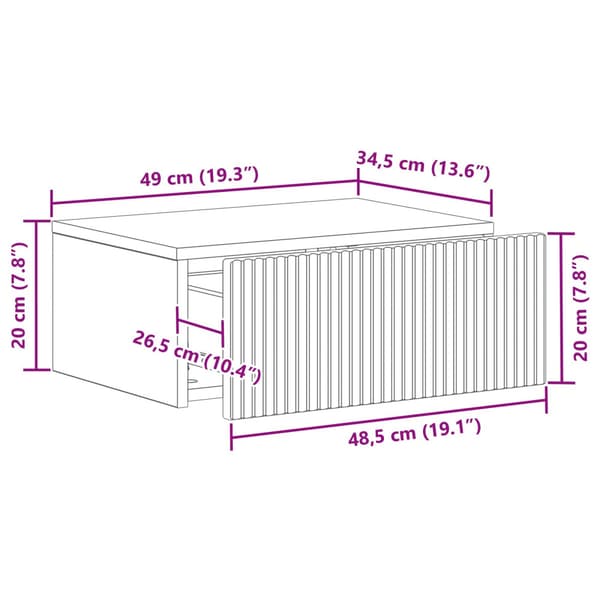 Väggmonterat Sängbord med låda 2 pcs Vit 49 x 34,5 x 20 cm