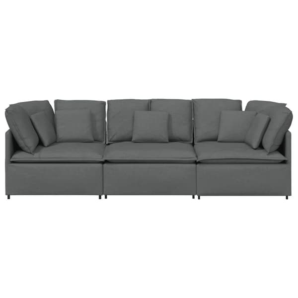 Modulsoffa med dynor i tyg mörkgrå