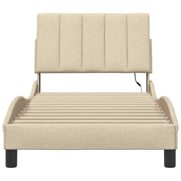 Bed Frame without Mattress "Hanko" Cream 90x190cm Fabric