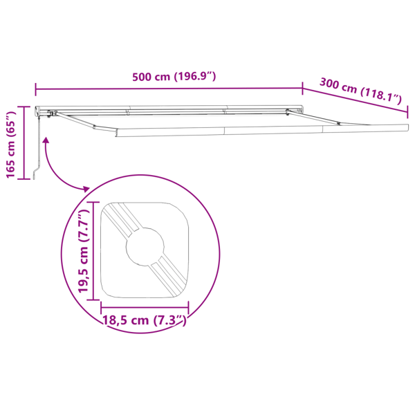 Utdragbar markis Flerfärgsdesign 500 × 300 cm