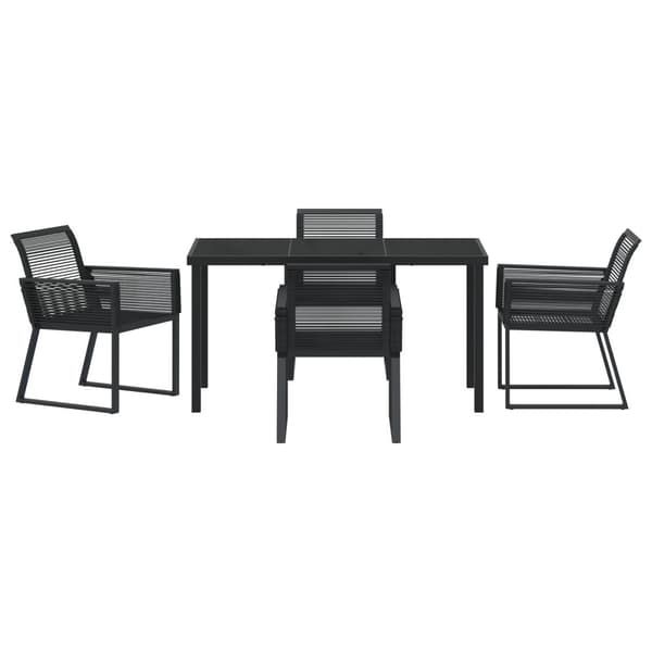 Trädgårdsmöbelset 5 pcs Svart Pulverlackerat stål