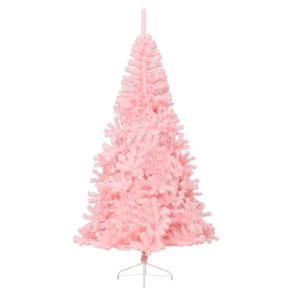 Halv plastgran med stativ rosa 210 cm PVC