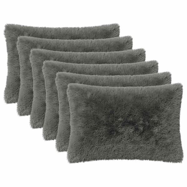 Kuddöverdrag 6 st HEERLEN Ljusgrå 50 x 75 cm PV Fleece
