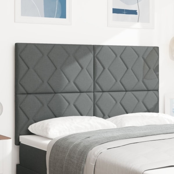 Sänggavel Diamantblock Design Mörkgrå 140 cm Tyger