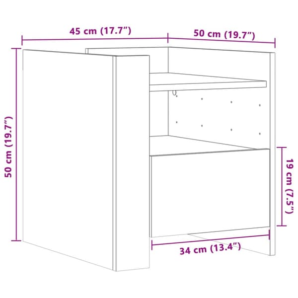 Sängbord vit 45x50x50 cm konstruerat trä