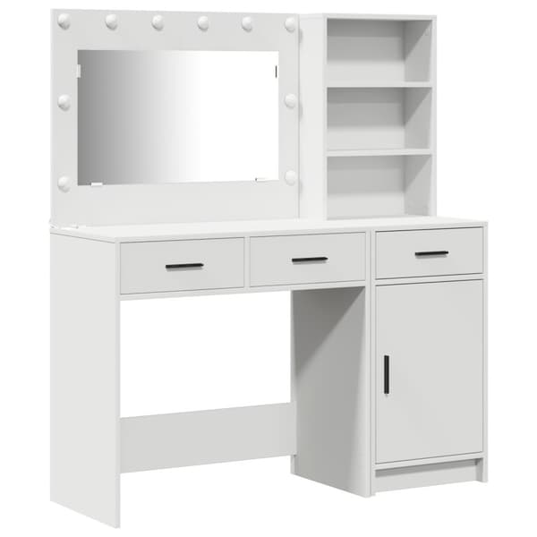 Smyckebord med spegelbelysning 2 pcs Vit Konstruerat trä