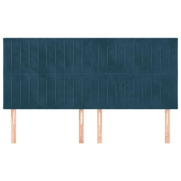 Sänggavel mörkblå 200x5x118/128 cm sammet