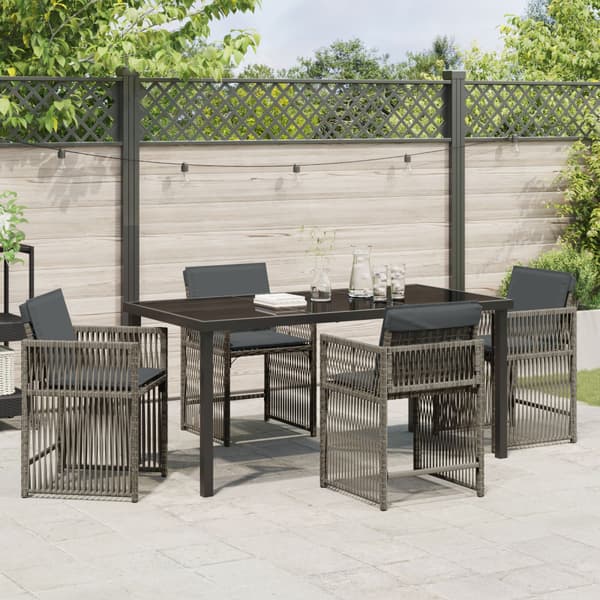 Trädgårdsmöbelset 5 pcs Grå konstrotting